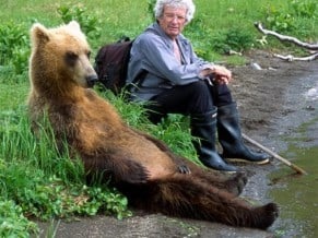 Charlie Russell with grizzly bear