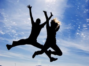 Happy people finding joy in life