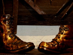 Meditation tips: Acceptance - walking in someone else's shoes - image bronzed shoes