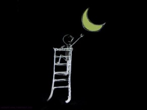 DREAM WITH CARE: Your dream realization affects the dreams of others - image man on ladder reaching for the moon