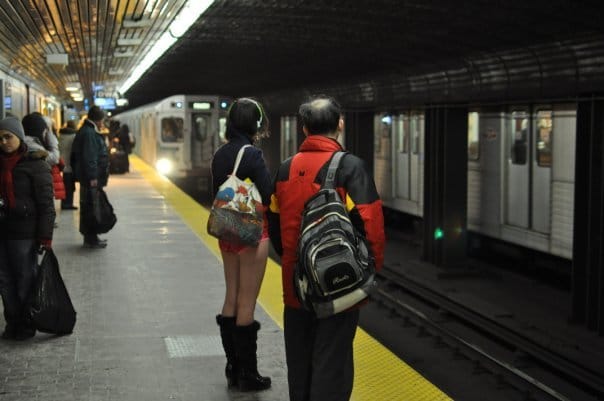 NO PANTS SUBWAY RIDE: Toronto subway riders break the routine of the daily commute 13 Pantless subway rider - No Pants Subway Ride Toronto