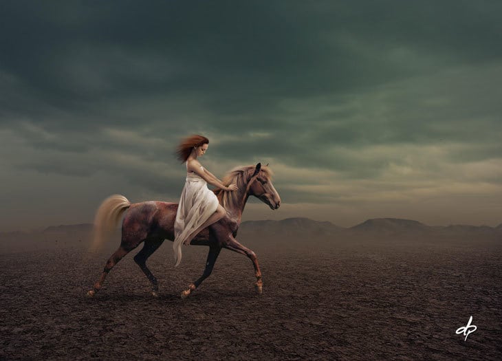 Woman riding horse