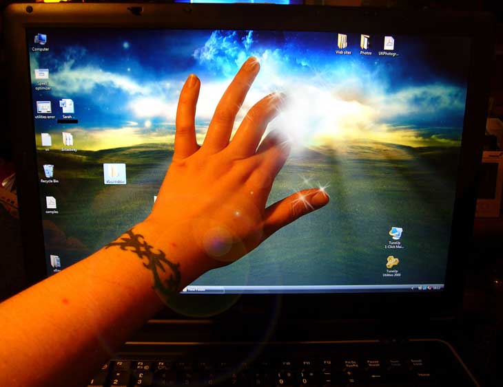 Touching computer screen