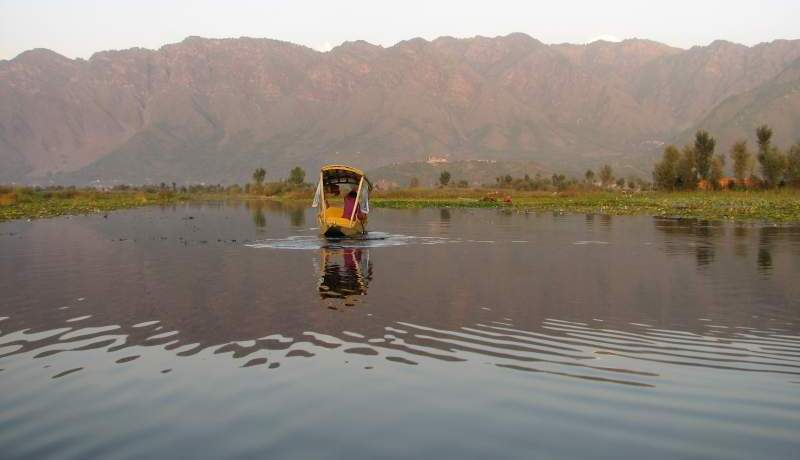 Shikara on Dal Lake in Srinigar, Kashmir, India