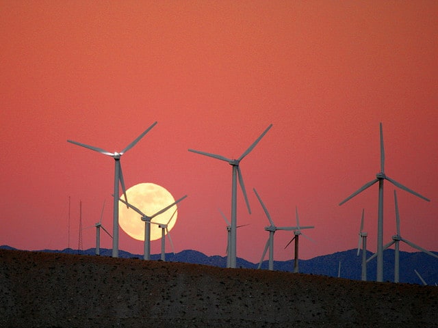 Wind turbines on wind farm