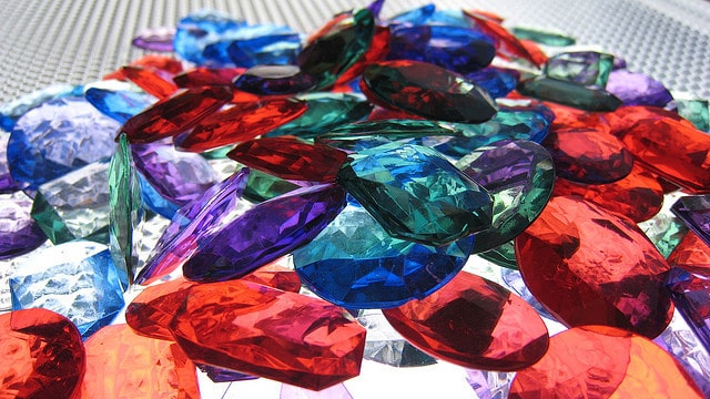coloured-plastic-jewels Image a bag of various coloured and shapes plastic jewels