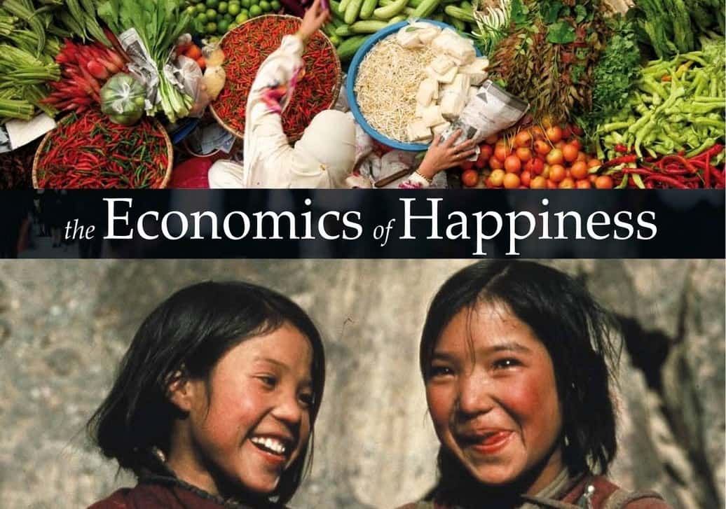 economics-of-happiness. Image farm food and two Ladakhi children - cover from the video