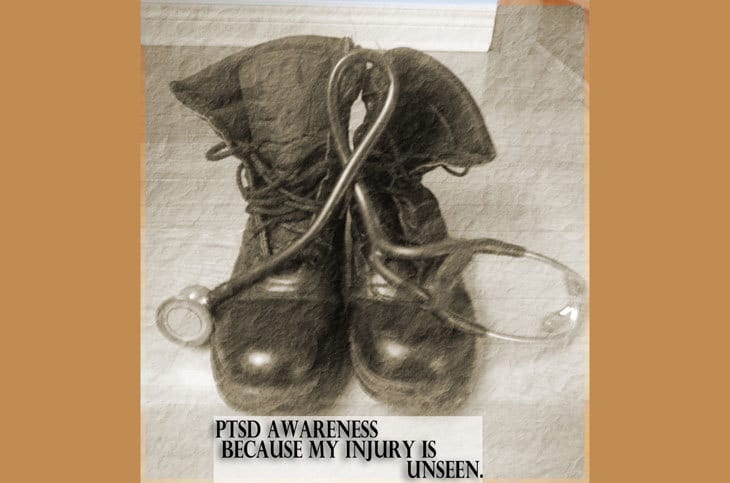 THE UNSEEN INJURY: Hope for domestic casualties of PTSD 13 boots and stethoscope - PTSD awareness
