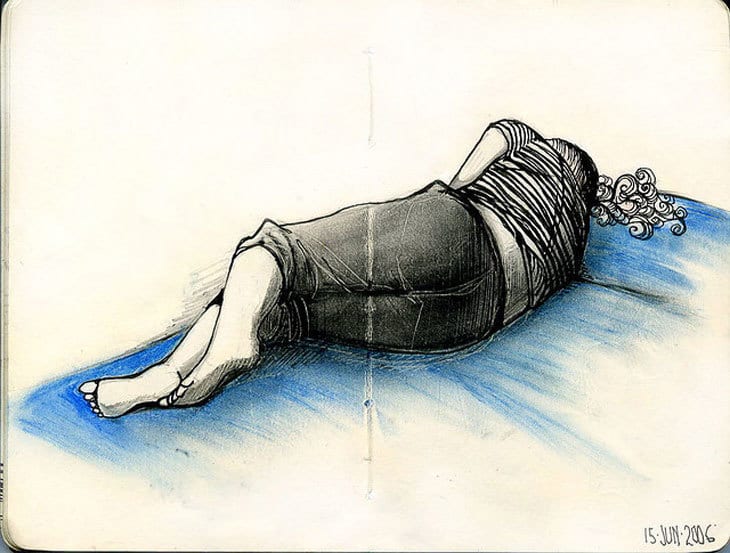 illustration of woman sleeping