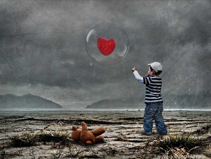 Child chasing after heart