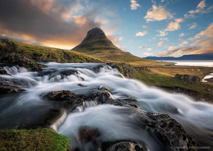 Mountain with river in foreground