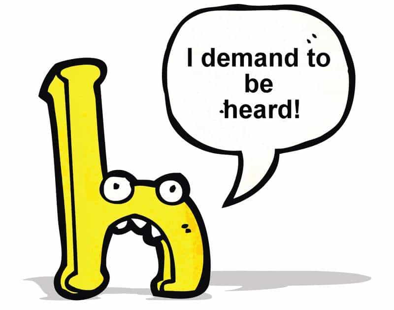 letter H saying "I demand to be heard"