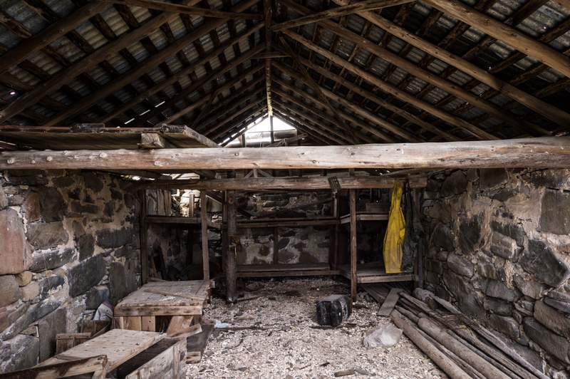Inside of an old shed