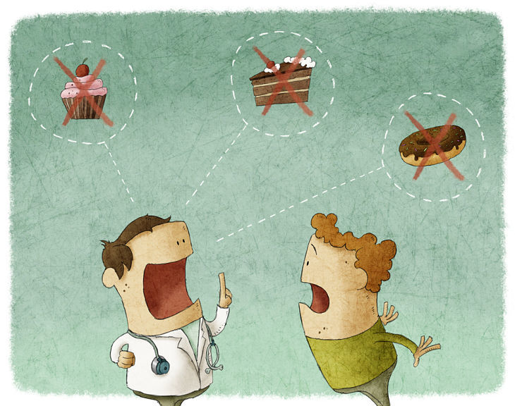 Doctor telling man not to eat sugar