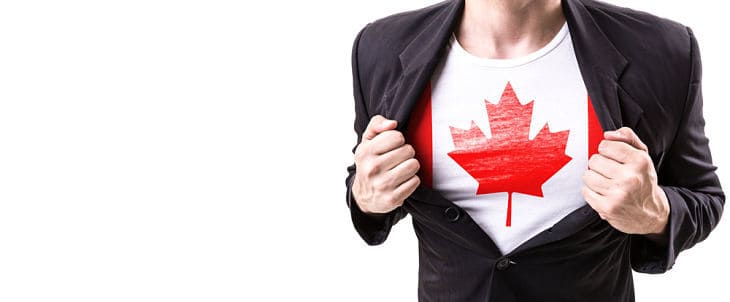 Canada flag under suit