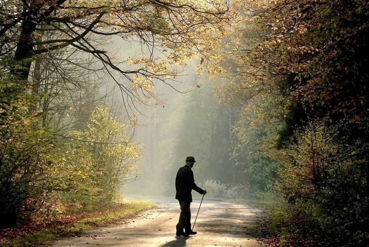 Older man walking on trail - Poems by Max Reif