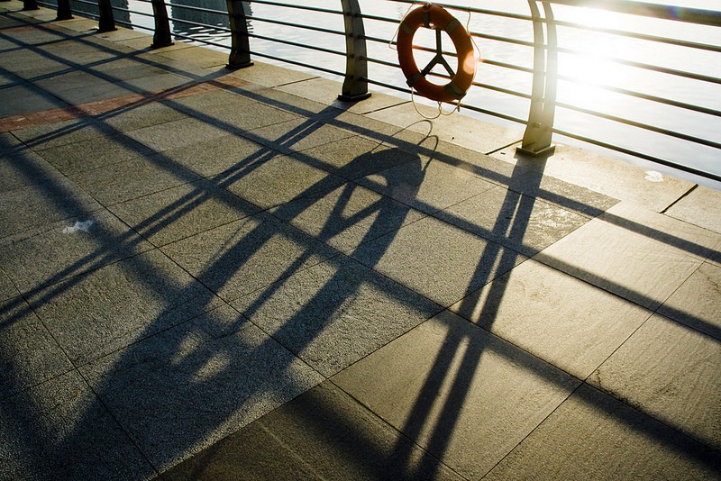 Peace sign on the struts of a bridge