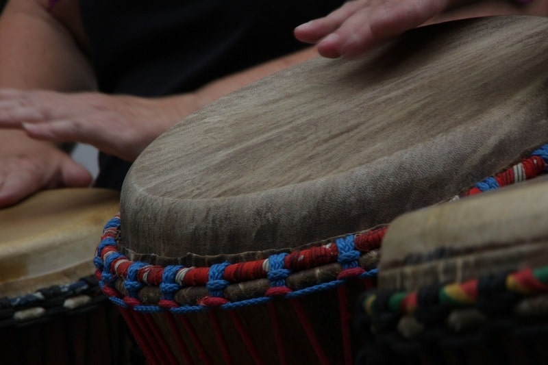 drummers with djembe drums