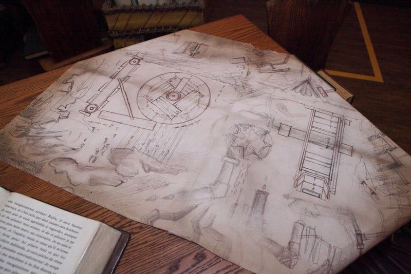 Blueprints inside Maurice's Cottage in New Fantasyland at Magic Kingdom