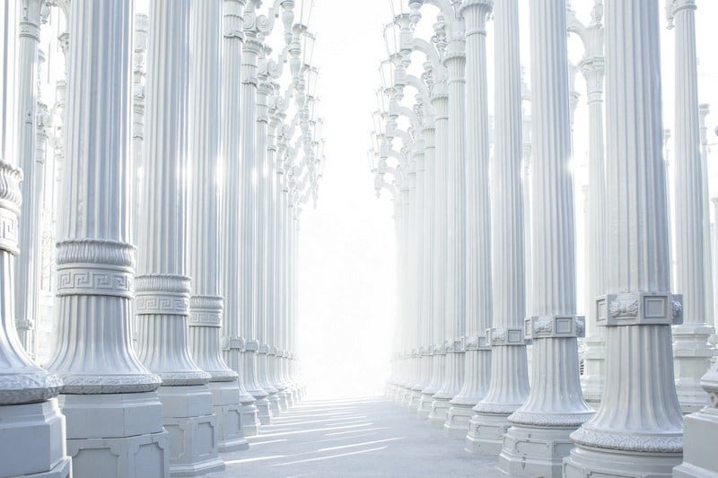 White columns with bright light