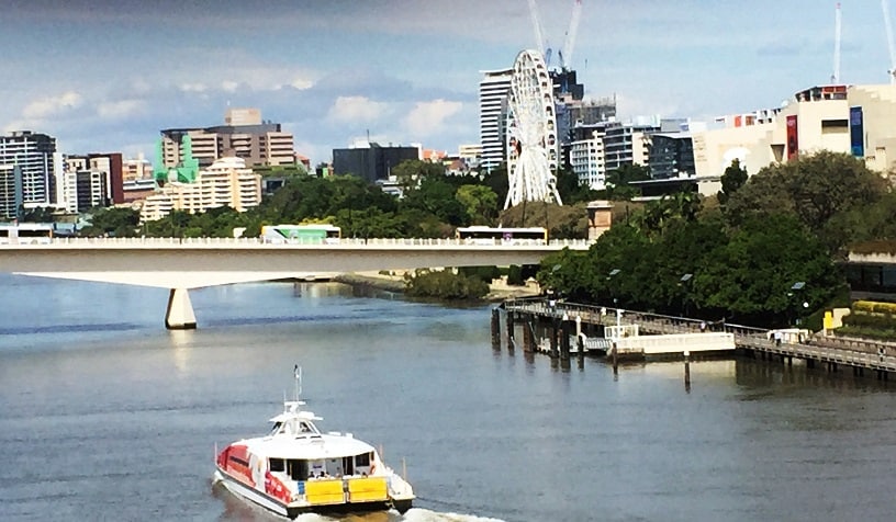 South bank of Brisbane River in Queensland, Australia - Going down under and coming back up