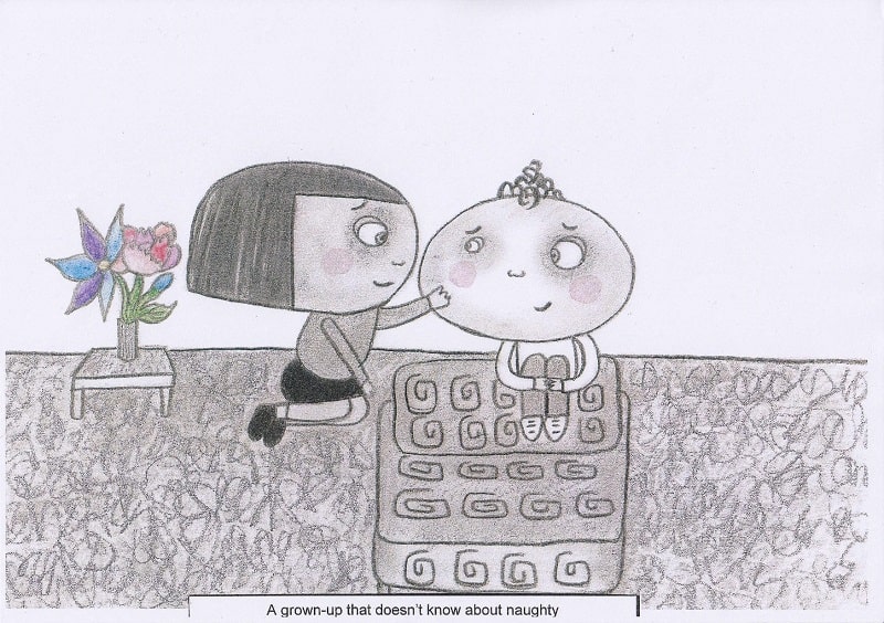 A grownup that doesn't know about naughty comforting child - There's no such thing as naughty