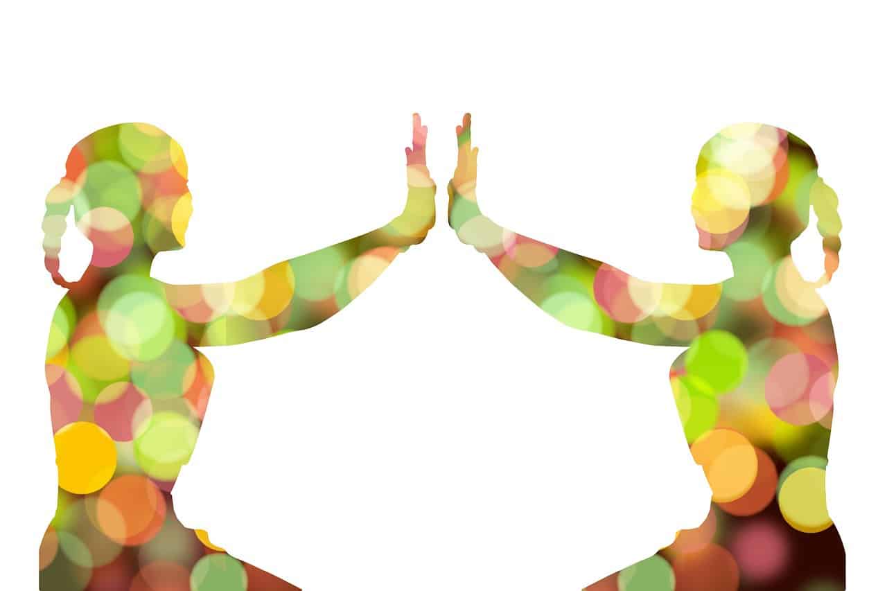 What Is Reality? - Inquiry with Stan Lipkin 13 Two colored female silhouettes facing each other, meditating - What is reality?