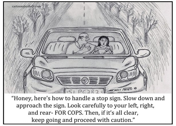 Remember to Stop and Look for Cops! 23 cartoon stop sign small