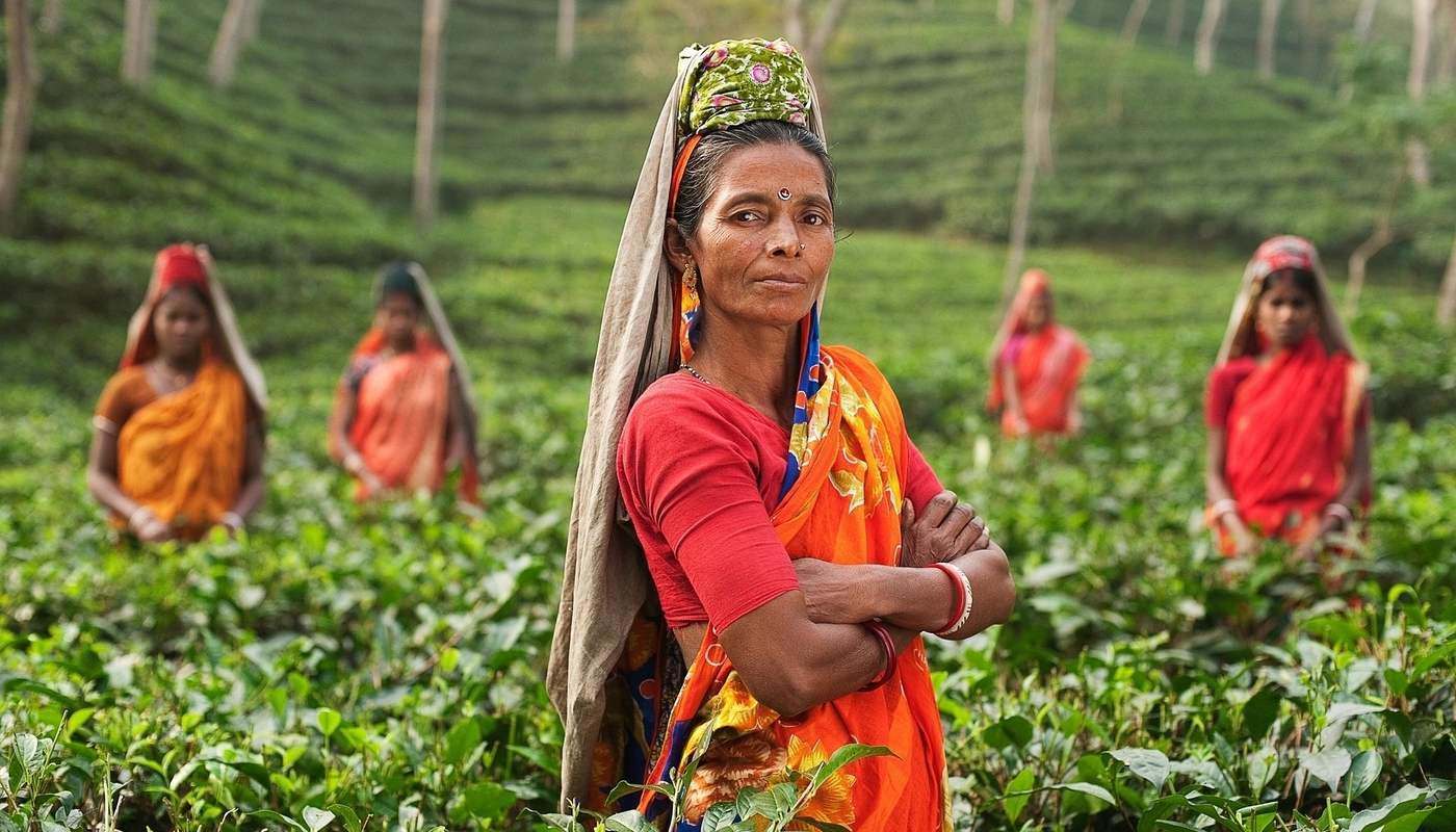 Woman in field in India