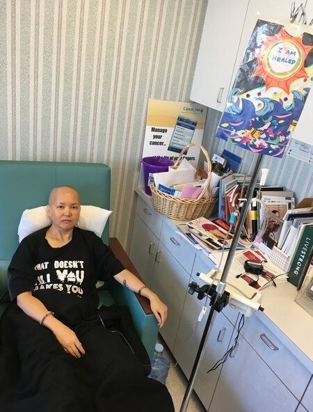 Ji on bed in chemo therapy