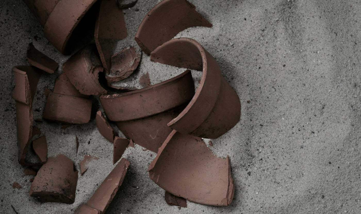broken pottery pieces