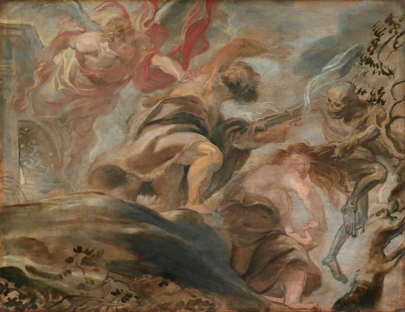 Adam and Eve excommunicated from Garden of Eden painting