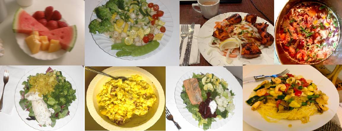 Montage of eight healthy food dishes