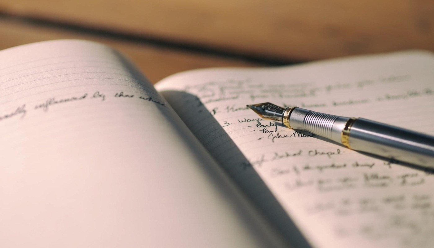 fountain pen on book