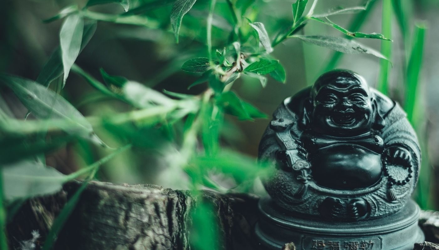 laughing Buddha in a garden