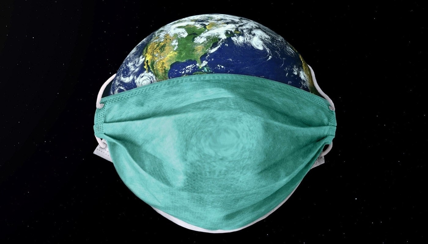 world with a face mask