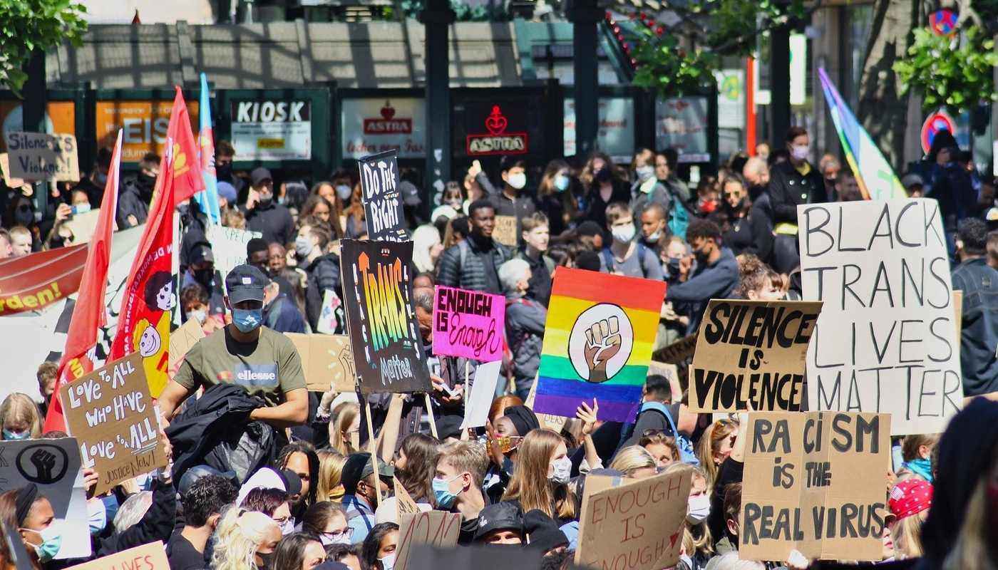 Crowds of protesters