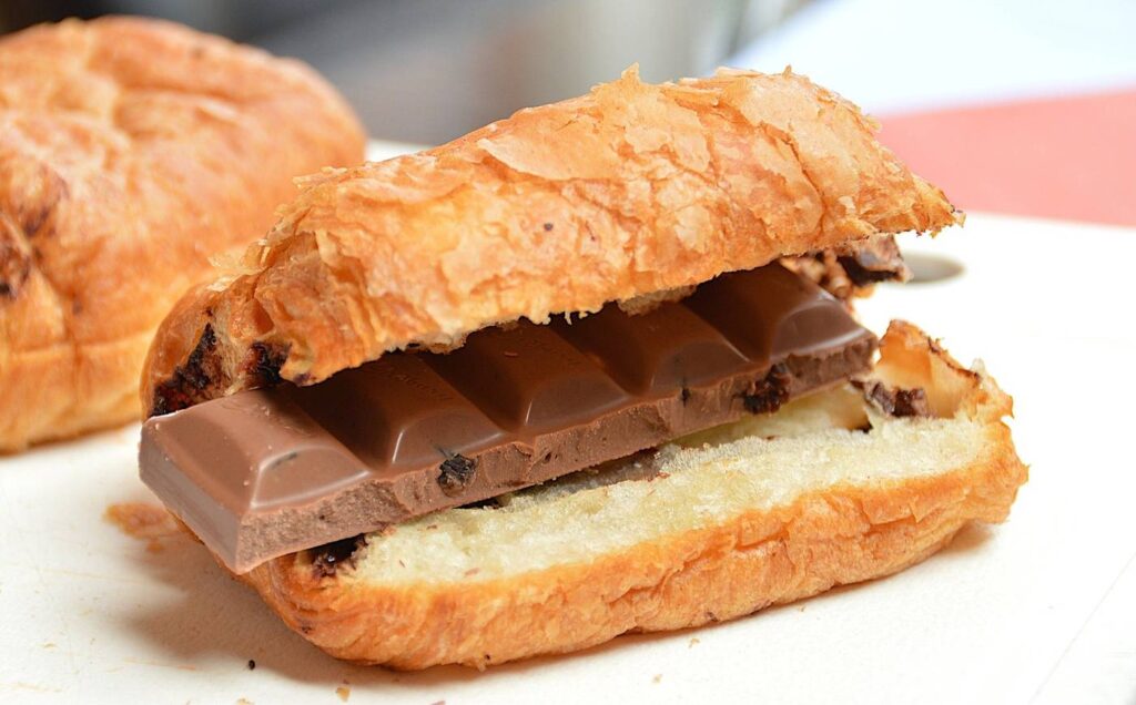 Chocolate bar in croissant