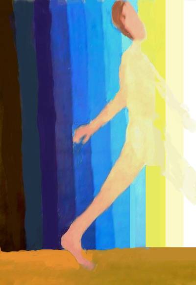 POEMS BY MAX REIF: A Cry From Down the Rabbit Hole in the Time of the Pandemic and more 17 Painting of man walking into light by Max Reif