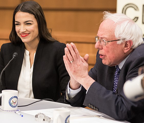 Alexandra Ocasio-Cortez and Bernie Sanders
