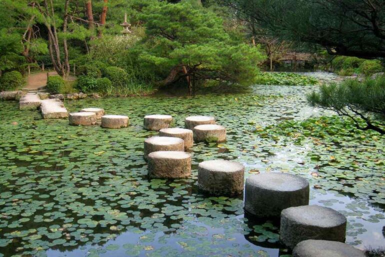 Stepping stones through a river