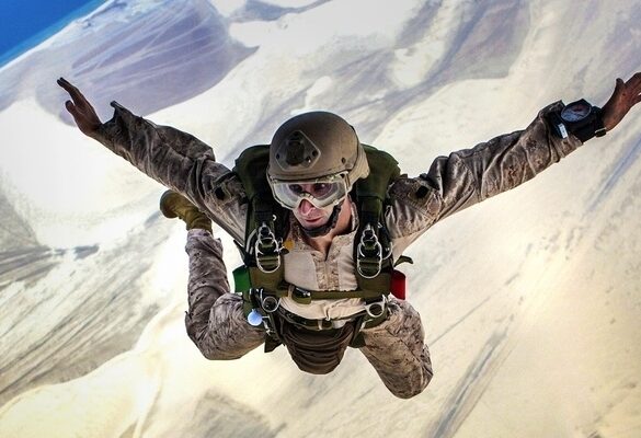 soldier sky-diving