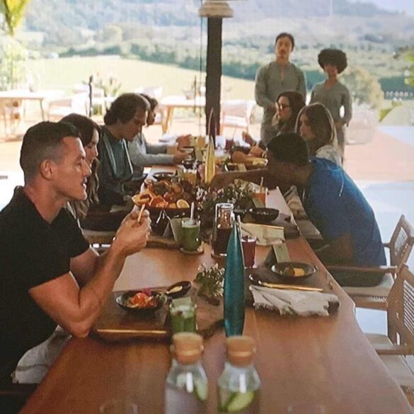 Guests at Tranquillum having breakfast together on Nine Perfect Strangers