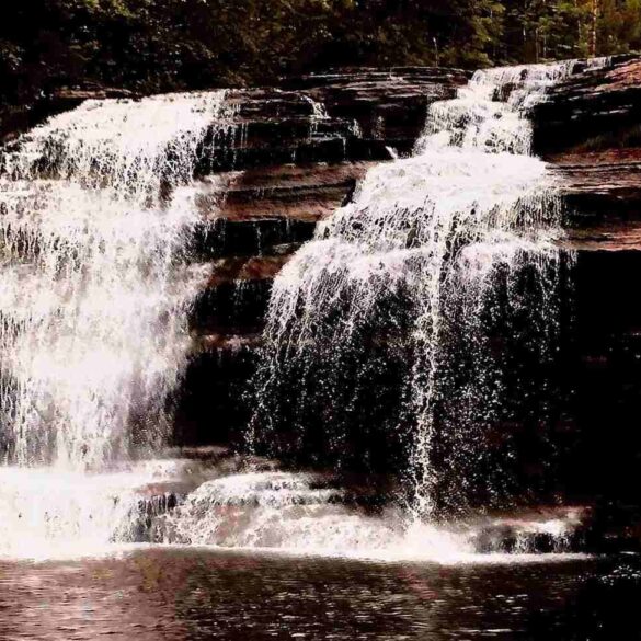 Waterfall running over rocks