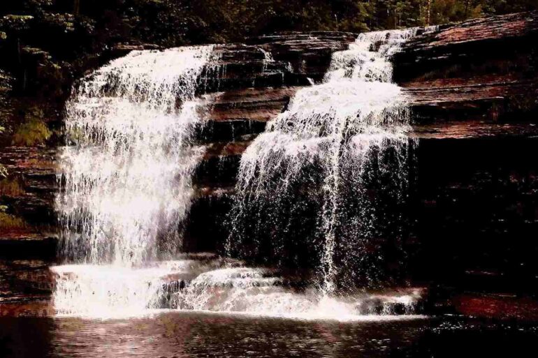 Waterfall running over rocks