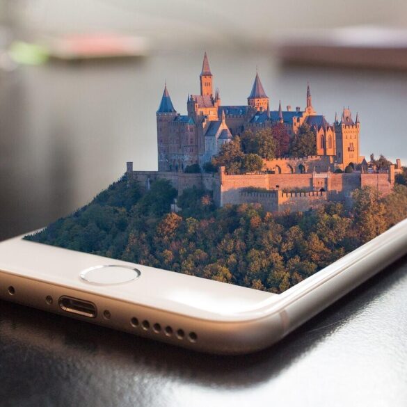 castle growing out of a mobile phone