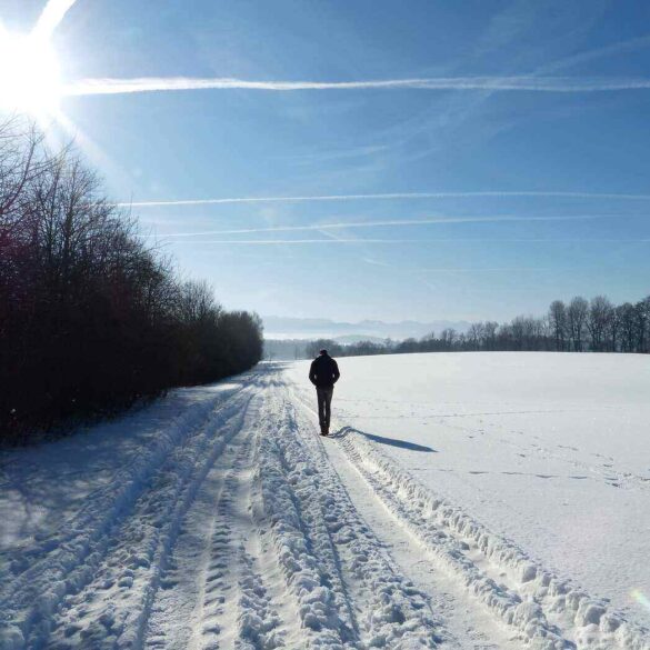 Man walking in snow