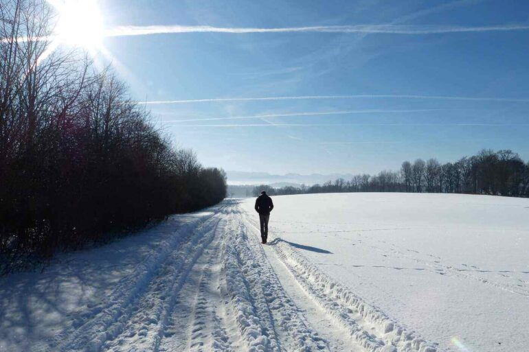 Man walking in snow