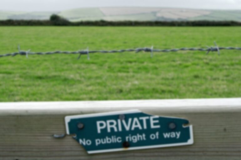 field with private sign