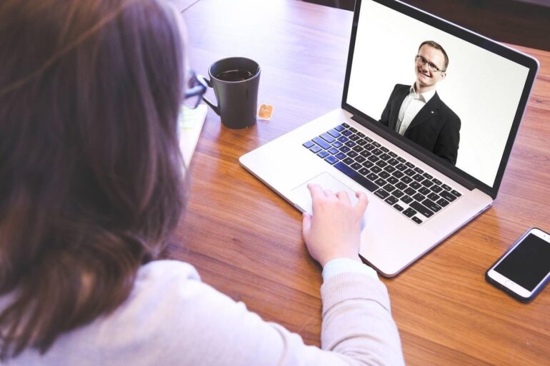 Video call on laptop